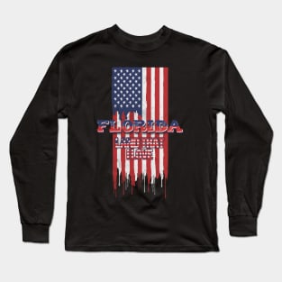 State of Florida Patriotic Distressed Design of American Flag With Typography - Land That I Love Long Sleeve T-Shirt